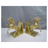 Lovely detailed brass plated unicorn bookends