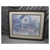 Beautiful Framed Spring Cottage Scene Artwork
