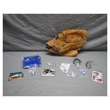 Mizuno glove along with other baseball treasures