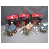 3 Americana Porcelain Collectible Cottages