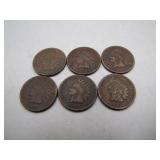 Lot of  6 1907 Indian Head Pennies