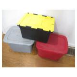 Assorted handy plastic bins w/lids