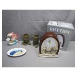 Clock and assorted home decor items