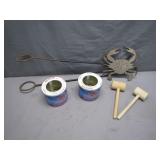2- Crab Meat Cans, metal crab and crab knockers