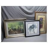 3 Very Nice Professionally Framed Pretty Art Piece