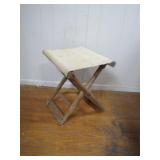 Small Vintage Wood/ Canvas Fold out Stool/ Chair