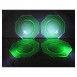 4 Crackle Glass Uranium Salad Plates