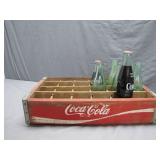 Vintage Wood Coke Crate w/ Coca Cola Bottles