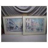 Pair of Framed Beautiful Town Scene Art