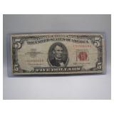 Vintage $5.00 Bill Red Star Note