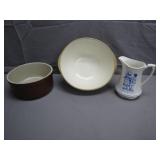 two ceramic bowls & 1974 Pitcher