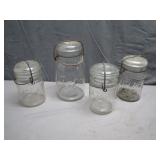 4 vintage Atlas jars with glass lids