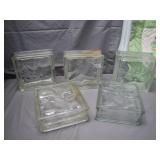 5 Small Decorative Thick Glass Blocks