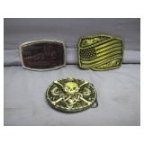 3 belt buckles Americana theme