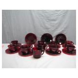 Beautiful Red Glass Tea Set