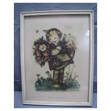 Framed Hummel Print "Flowers & A Smile"