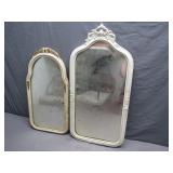 2 Vintage White Wall Mirrors