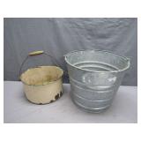 Vintage Galvanized & Brown enamel Buckets