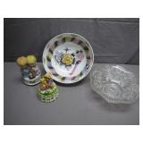 Musical figurines and assorted glassware
