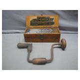 Antique Spur Auger Bits with hand drill