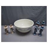 Beautiful white bowl with unique candle holders