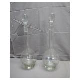 Pair of Beautiful Rose Etched Decanters