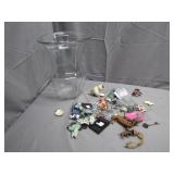 Large Glass Vase w/ Knickknacks