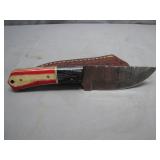 Damascus Steel Knife w/ Leather Sheath