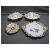 4 Beautiful Limoges & Other Floral China Dishes