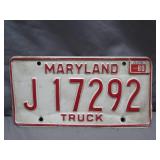 Maryland 1980 Truck License Plate