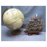 Vintage Globe and Ship Model Set