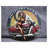 Indian Motorcycle Tin Sign with Tribal Art