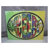 Colorful ï¿½Beer Weedï¿½ Metal Tin Sign