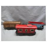 Tin Train Cars Set With B&E and DL&W Markings