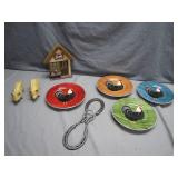 Sakura Rooster Plates with Farm Decor
