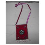Handcrafted Beaded Red Fabric Crossbody