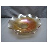 Iridescent Glass Bowl with Ruffled Rim