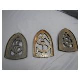 3 Decorative Cast-Iron Iron Trivets
