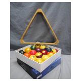 Pool Ball Set with Original Rack and Box