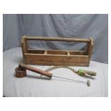 Vintage Hand Tools with Wooden Toolbox