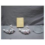 Porcelain and Glass Swans With Booklet