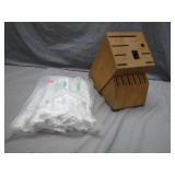 Knife Block and Bag of Chopsticks Set