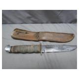 Vintage Fixed Blade Knife with Leather Sheath