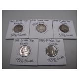 5 World War II Silver Jefferson Nickels