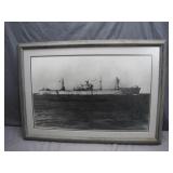 Framed Black-And-White Ship Photograph