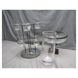 Glassware Set with Metal Stand and Bowl