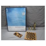 Eclectic Lot: Frame, Games, and Brass Statues