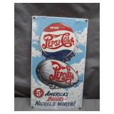 Porcelain Pepsi-Cola Sign By Ande Rooney