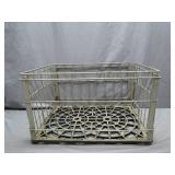 Mid-Century Metal Milk Crate with Embossed...