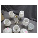 Milk Glass Hobnail Chandelier with Shades
